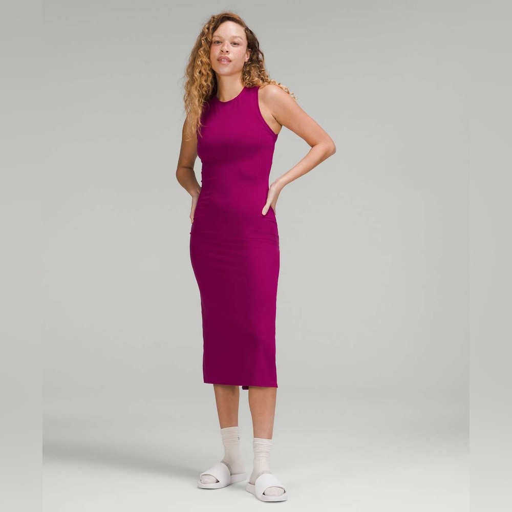Lululemon All Aligned Midi Dress - Magenta Purple Fitted Tank Dress